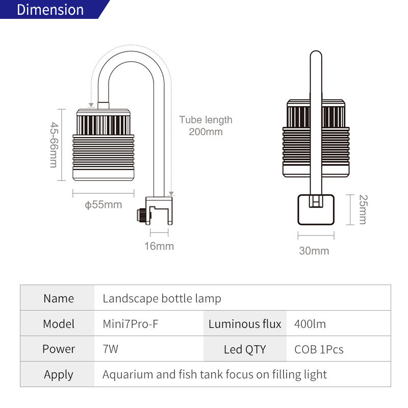 Week Aqua Mini7Pro-F IP68 onde - Aquarium Plant Light recensie en prijs